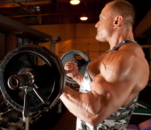 bodybuilder in training room